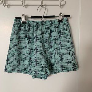 Mint Green/Navy Patterned Shorts with Pockets - L